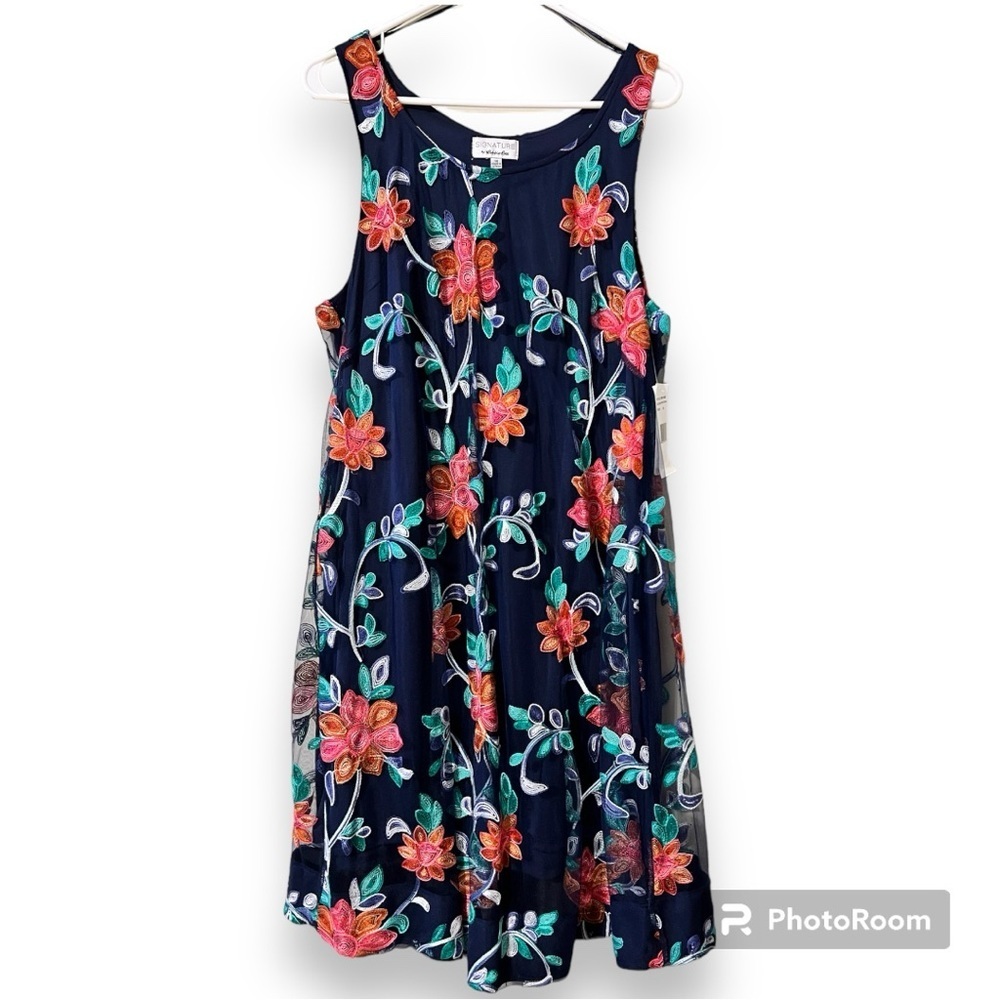 SIGNATURE by Robbie Lee size 1X women’s sleeveless dress embroidered floral NEW